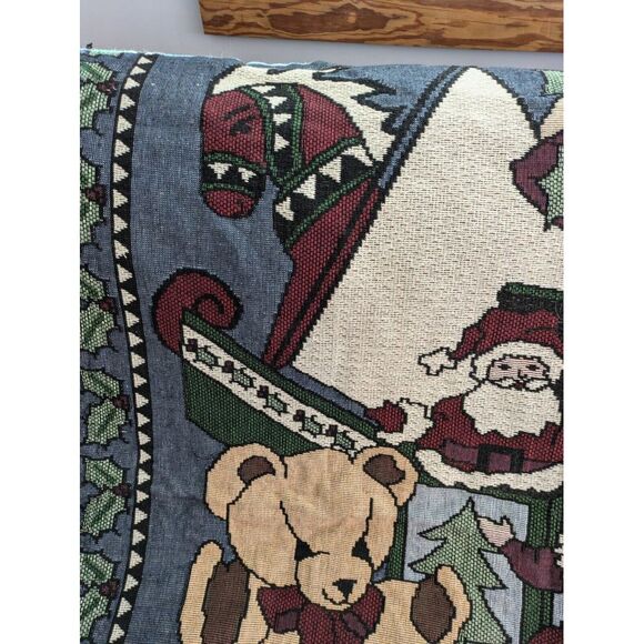 Tapestry Throw Blanket Christmas Santa's Express Nutcracker Bear Woven 50" x 60" - Picture 7 of 8